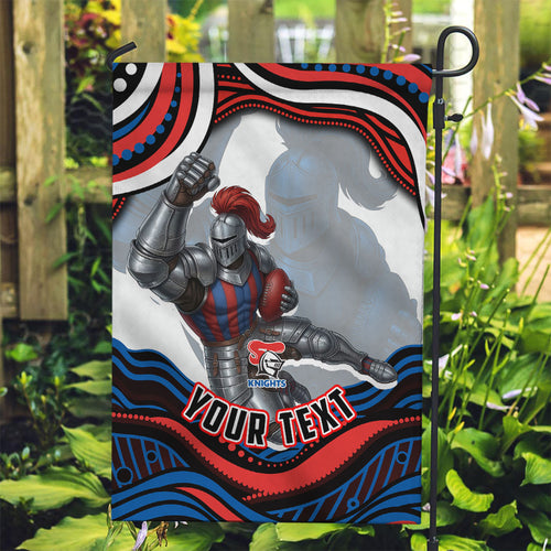 Personalized Newcastle Knights Garden Flag Aboriginal Dot Art - Dreamtime Rugby Mascot