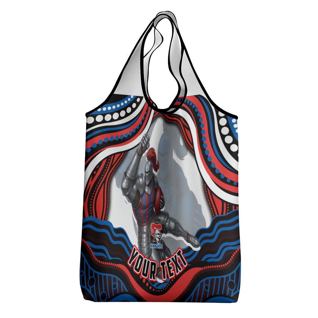 Personalized Newcastle Knights Grocery Bag Aboriginal Dot Art - Dreamtime Rugby Mascot