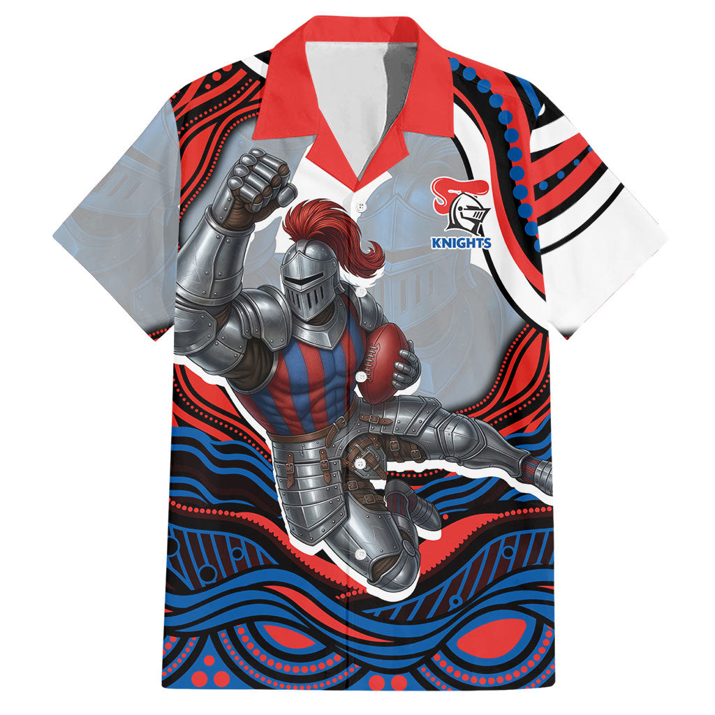 Personalized Newcastle Knights Hawaiian Shirt Aboriginal Dot Art - Dreamtime Rugby Mascot