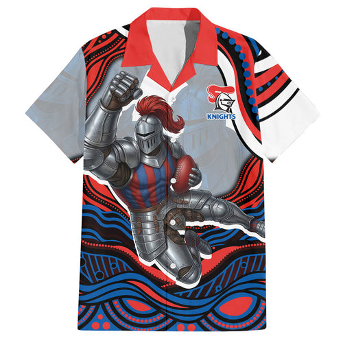 Personalized Newcastle Knights Hawaiian Shirt Aboriginal Dot Art - Dreamtime Rugby Mascot