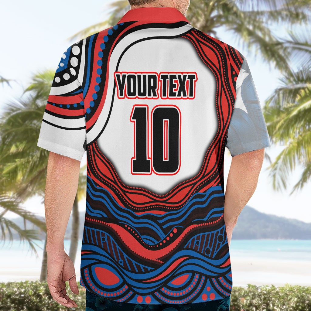 Personalized Newcastle Knights Hawaiian Shirt Aboriginal Dot Art - Dreamtime Rugby Mascot