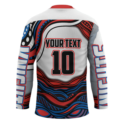 Personalized Newcastle Knights Hockey Jersey Aboriginal Dot Art - Dreamtime Rugby Mascot