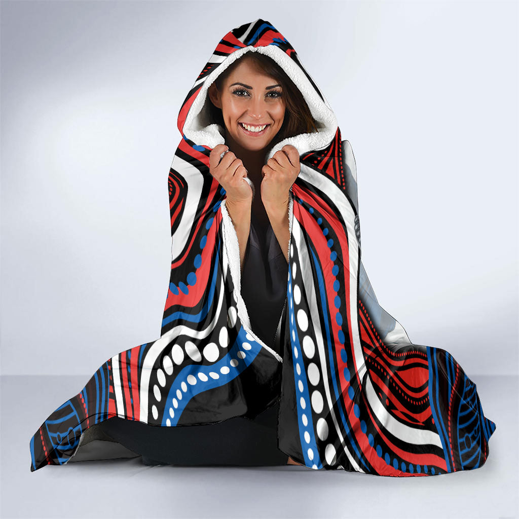 Personalized Newcastle Knights Hooded Blanket Aboriginal Dot Art - Dreamtime Rugby Mascot