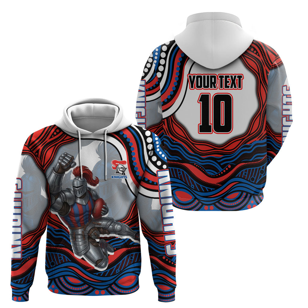 Personalized Newcastle Knights Hoodie Aboriginal Dot Art - Dreamtime Rugby Mascot