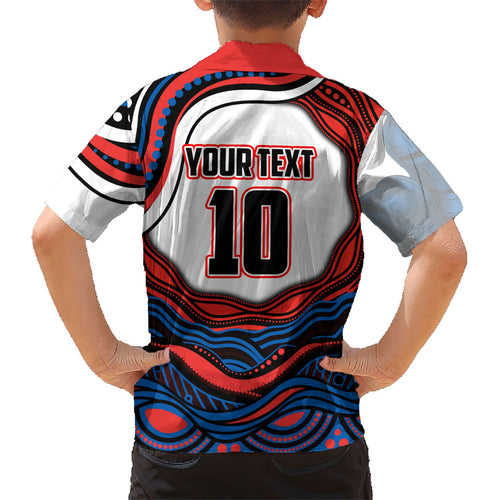 Personalized Newcastle Knights Kid Hawaiian Shirt Aboriginal Dot Art - Dreamtime Rugby Mascot