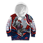 Personalized Newcastle Knights Kid Hoodie Aboriginal Dot Art - Dreamtime Rugby Mascot