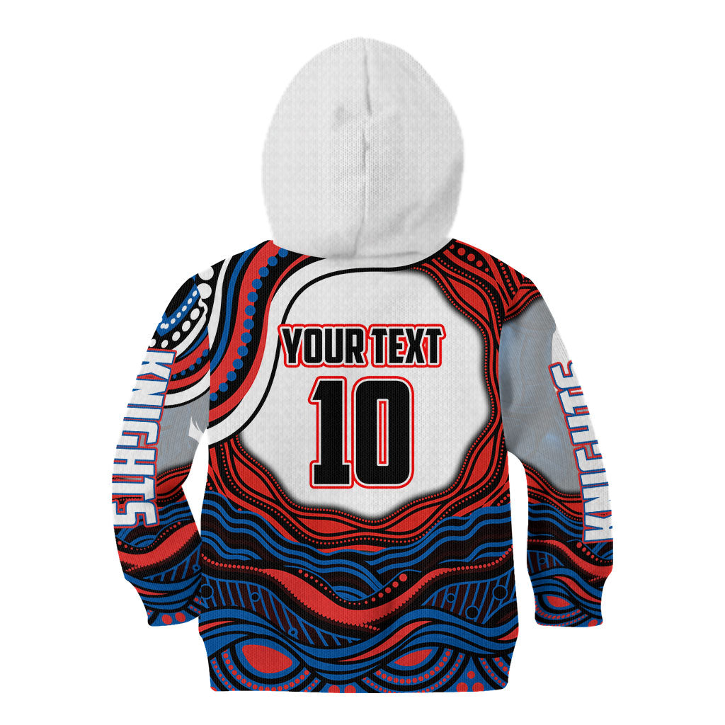 Personalized Newcastle Knights Kid Hoodie Aboriginal Dot Art - Dreamtime Rugby Mascot