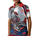 Personalized Newcastle Knights Kid Polo Shirt Aboriginal Dot Art - Dreamtime Rugby Mascot