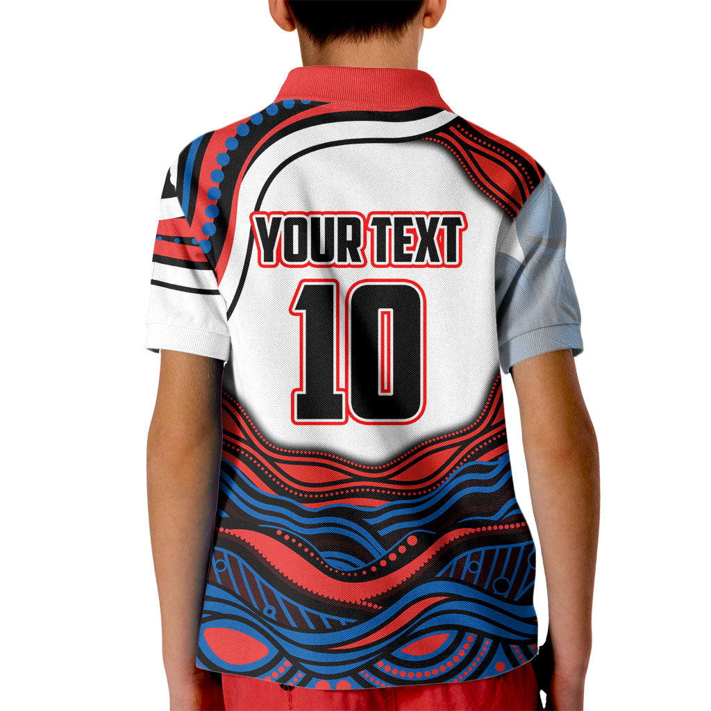 Personalized Newcastle Knights Kid Polo Shirt Aboriginal Dot Art - Dreamtime Rugby Mascot
