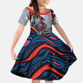 Personalized Newcastle Knights Kid Short Sleeve Dress Aboriginal Dot Art - Dreamtime Rugby Mascot