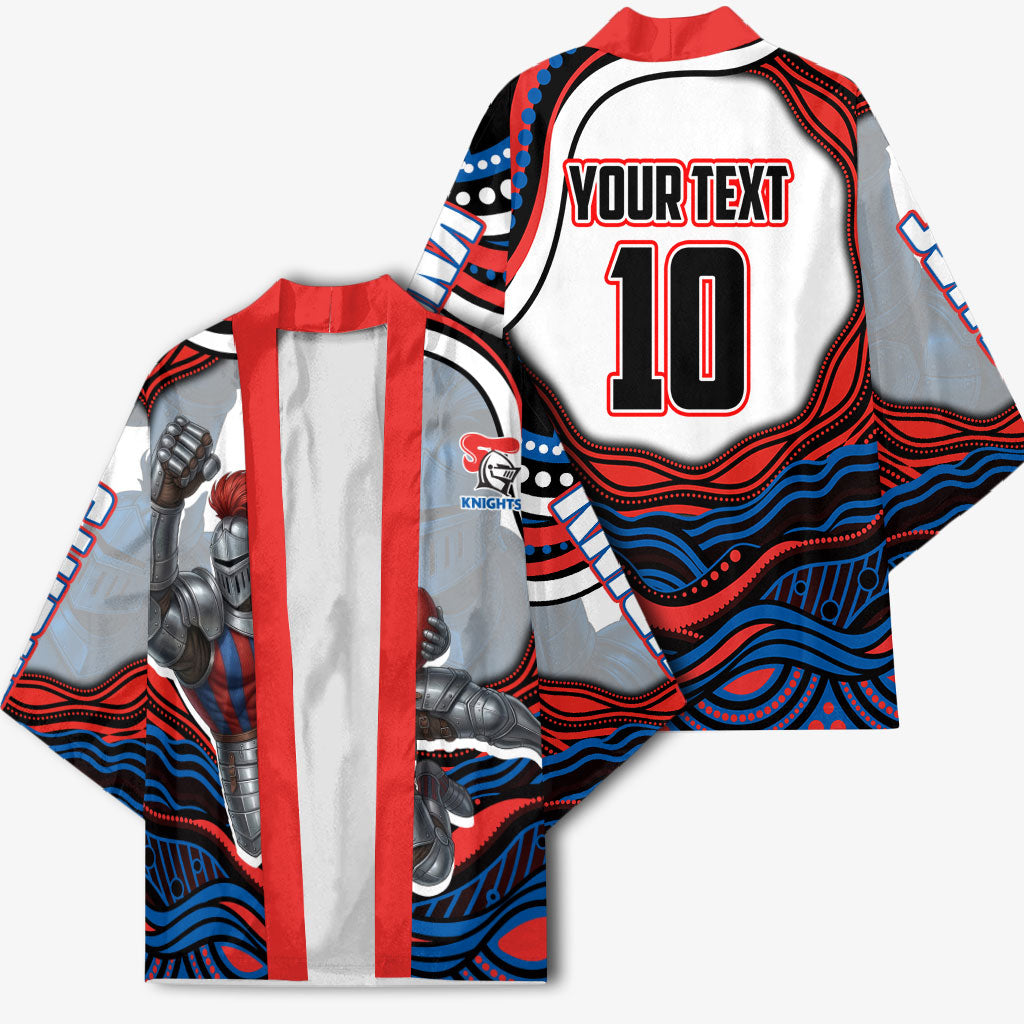 Personalized Newcastle Knights Kimono Aboriginal Dot Art - Dreamtime Rugby Mascot
