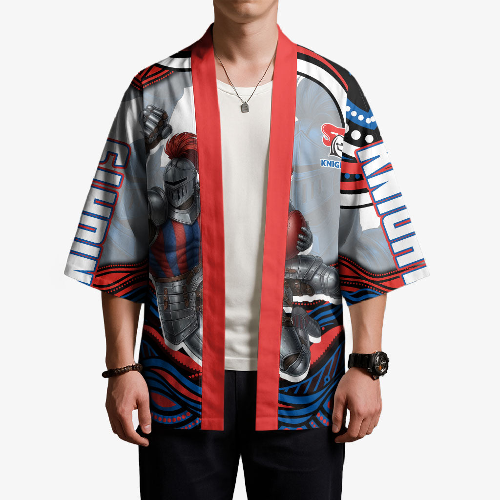 Personalized Newcastle Knights Kimono Aboriginal Dot Art - Dreamtime Rugby Mascot