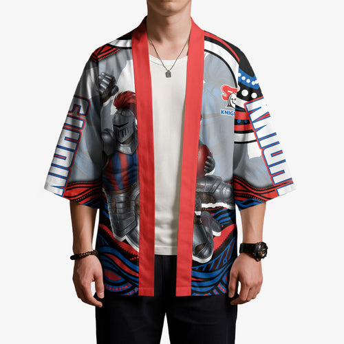 Personalized Newcastle Knights Kimono Aboriginal Dot Art - Dreamtime Rugby Mascot