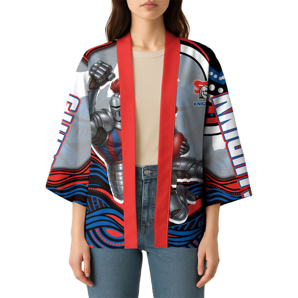 Personalized Newcastle Knights Kimono Aboriginal Dot Art - Dreamtime Rugby Mascot