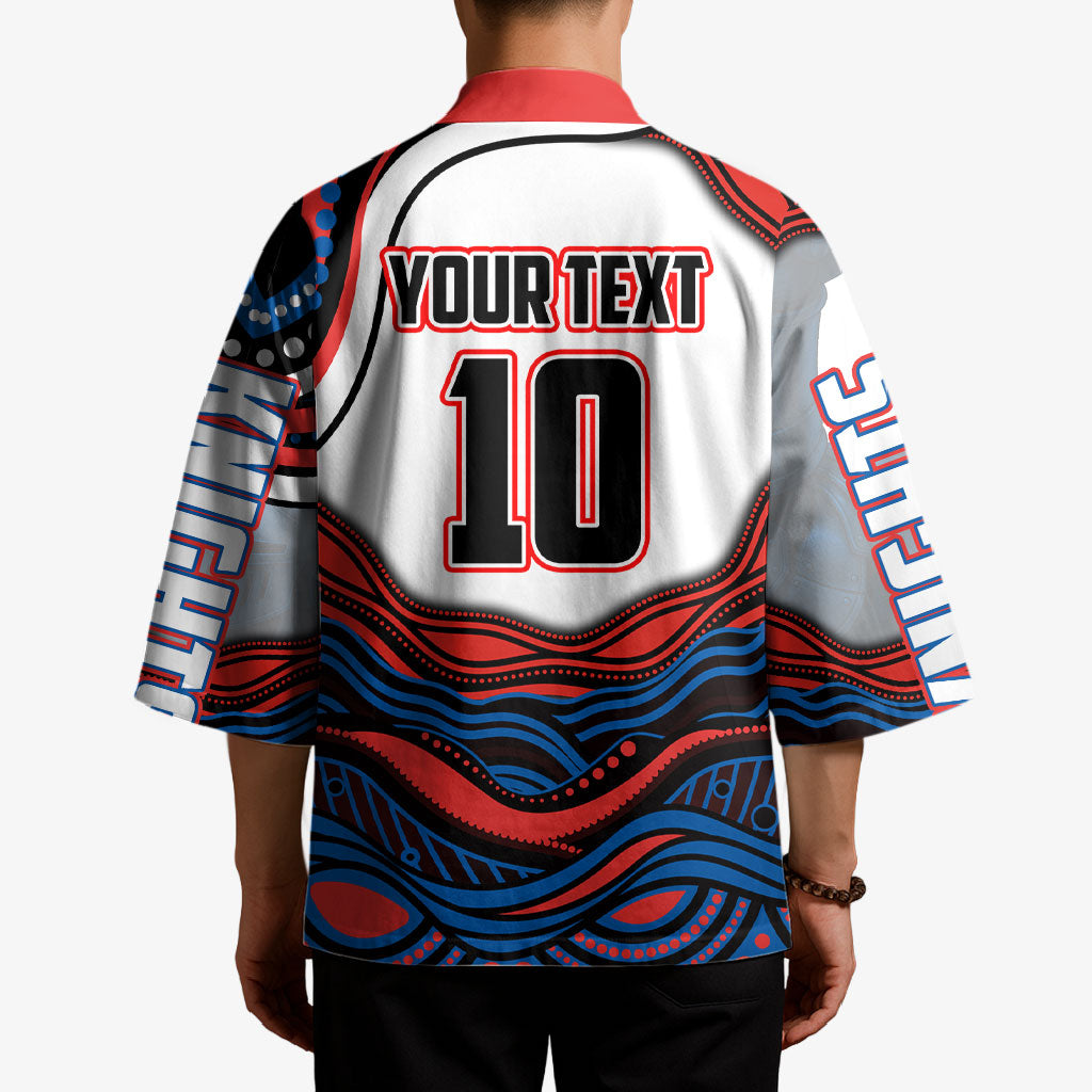 Personalized Newcastle Knights Kimono Aboriginal Dot Art - Dreamtime Rugby Mascot