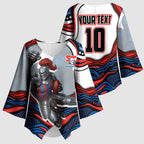 Personalized Newcastle Knights Kimono Sleeve Blouse Aboriginal Dot Art - Dreamtime Rugby Mascot