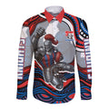 Personalized Newcastle Knights Long Sleeve Button Shirt Aboriginal Dot Art - Dreamtime Rugby Mascot