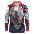 Personalized Newcastle Knights Long Sleeve Polo Shirt Aboriginal Dot Art - Dreamtime Rugby Mascot