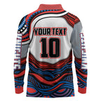 Personalized Newcastle Knights Long Sleeve Polo Shirt Aboriginal Dot Art - Dreamtime Rugby Mascot