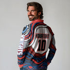 Personalized Newcastle Knights Long Sleeve Polo Shirt Aboriginal Dot Art - Dreamtime Rugby Mascot