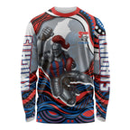 Personalized Newcastle Knights Long Sleeve Shirt Aboriginal Dot Art - Dreamtime Rugby Mascot