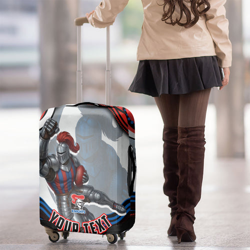 Personalized Newcastle Knights Luggage Cover Aboriginal Dot Art - Dreamtime Rugby Mascot