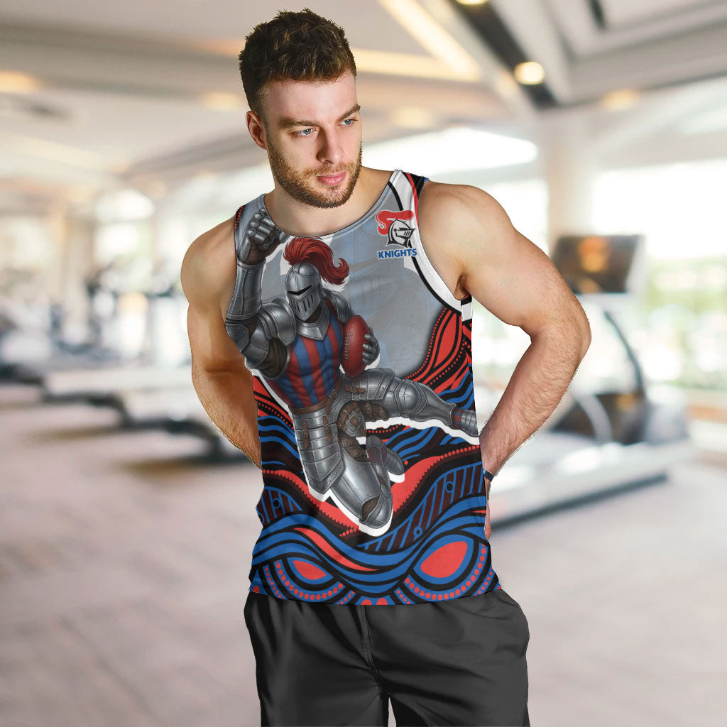 Personalized Newcastle Knights Men Tank Top Aboriginal Dot Art - Dreamtime Rugby Mascot