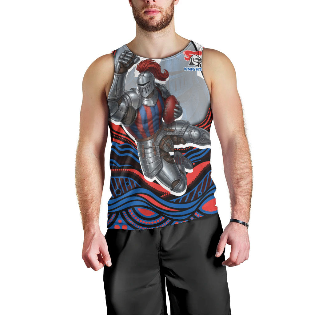 Personalized Newcastle Knights Men Tank Top Aboriginal Dot Art - Dreamtime Rugby Mascot