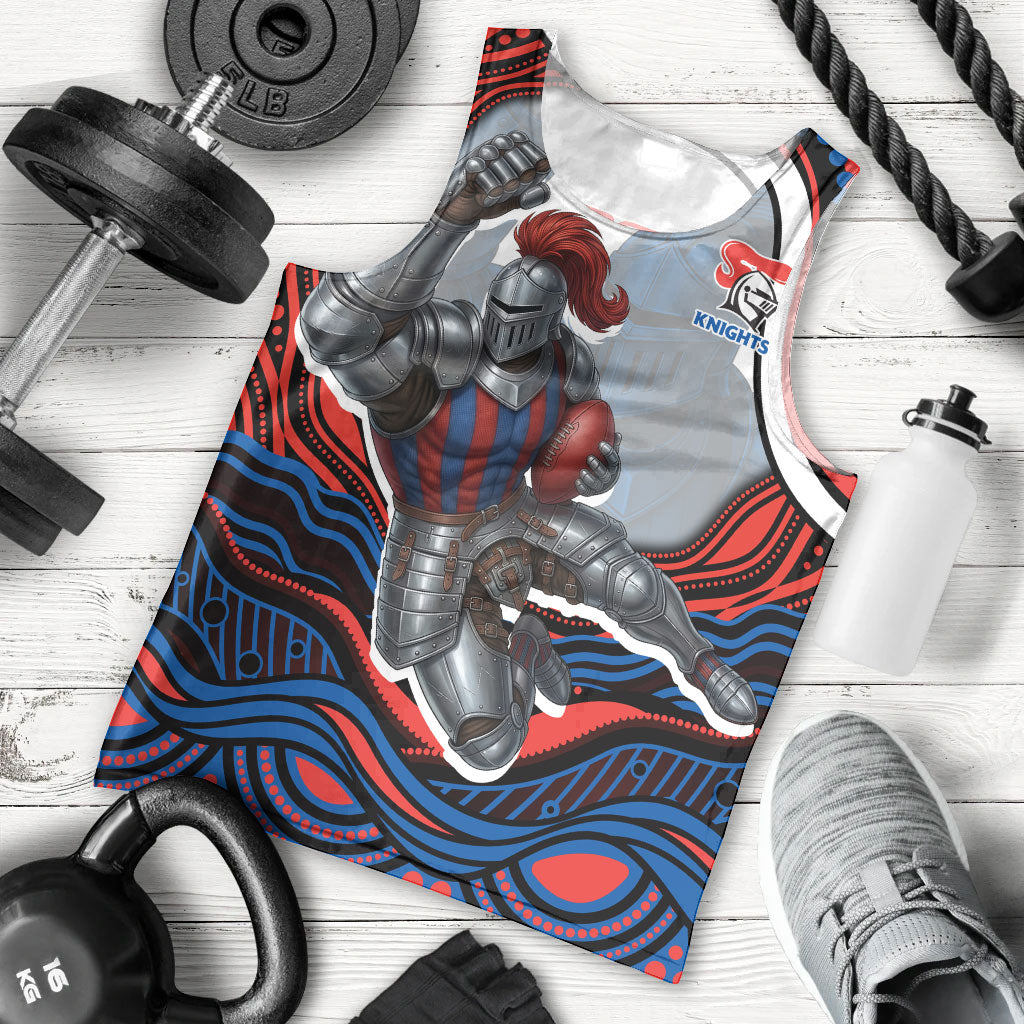 Personalized Newcastle Knights Men Tank Top Aboriginal Dot Art - Dreamtime Rugby Mascot
