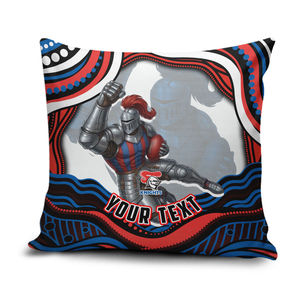 Personalized Newcastle Knights Pillow Cover Aboriginal Dot Art - Dreamtime Rugby Mascot