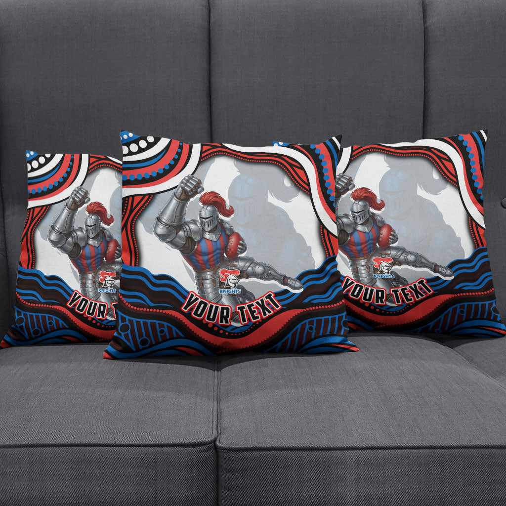 Personalized Newcastle Knights Pillow Cover Aboriginal Dot Art - Dreamtime Rugby Mascot