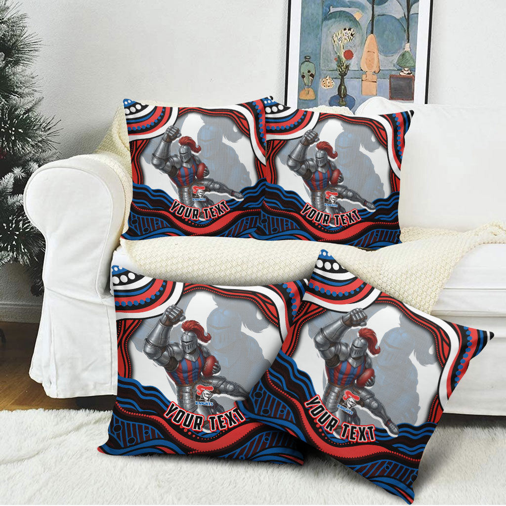 Personalized Newcastle Knights Pillow Cover Aboriginal Dot Art - Dreamtime Rugby Mascot