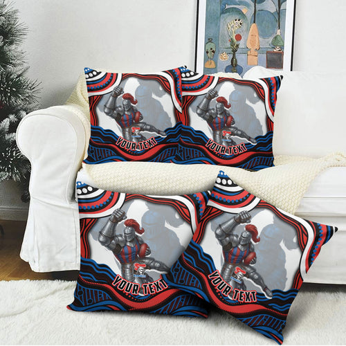 Personalized Newcastle Knights Pillow Cover Aboriginal Dot Art - Dreamtime Rugby Mascot