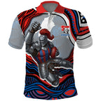 Personalized Newcastle Knights Polo Shirt Aboriginal Dot Art - Dreamtime Rugby Mascot