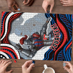 Personalized Newcastle Knights Puzzle Aboriginal Dot Art - Dreamtime Rugby Mascot