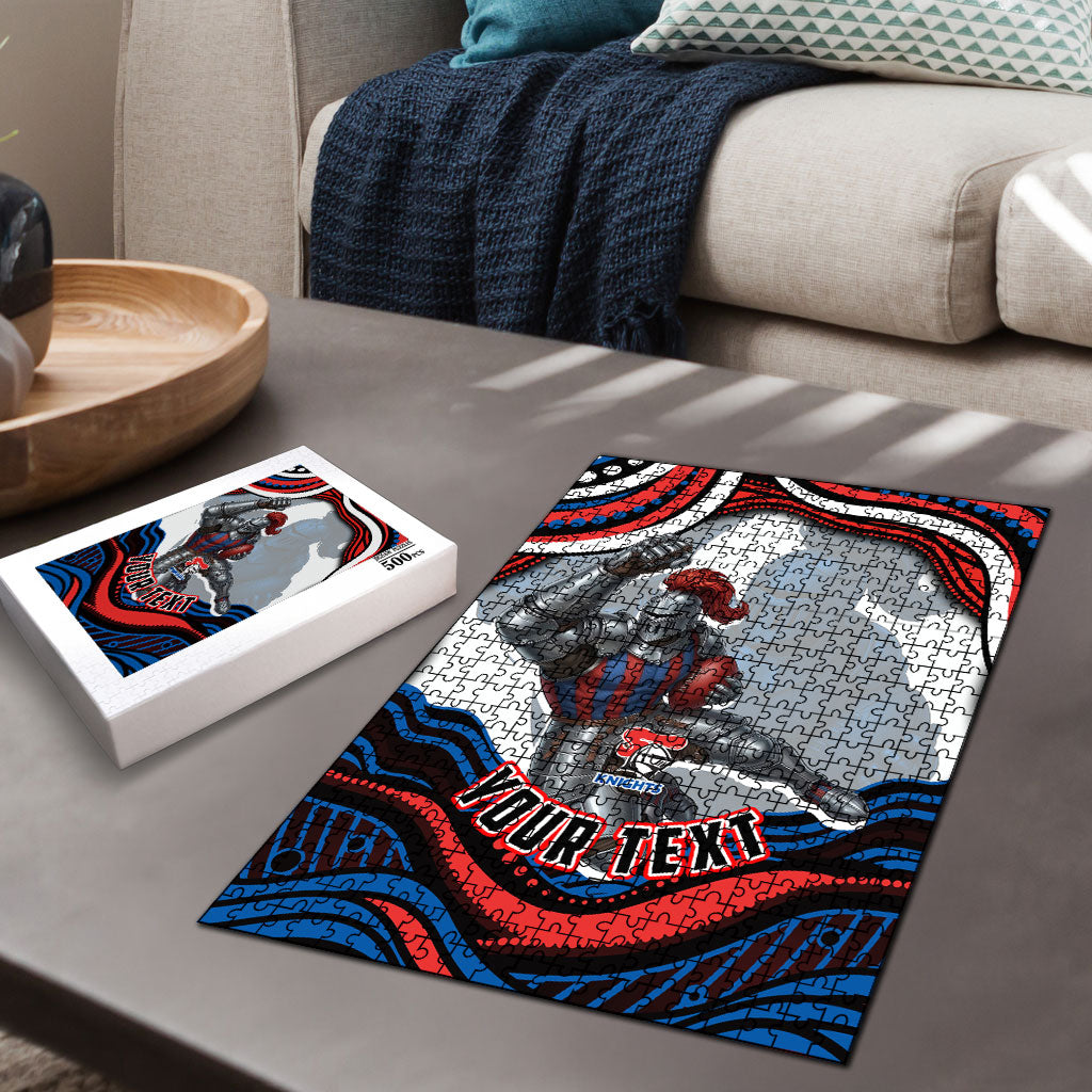 Personalized Newcastle Knights Puzzle Aboriginal Dot Art - Dreamtime Rugby Mascot
