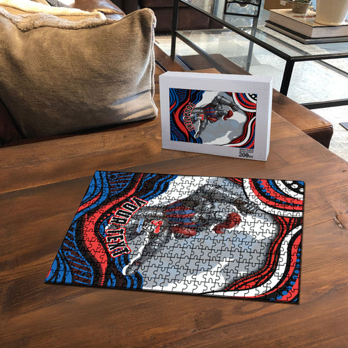 Personalized Newcastle Knights Puzzle Aboriginal Dot Art - Dreamtime Rugby Mascot