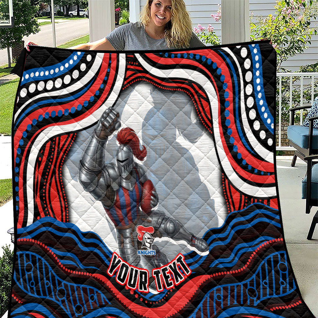 Personalized Newcastle Knights Quilt Aboriginal Dot Art - Dreamtime Rugby Mascot