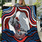 Personalized Newcastle Knights Quilt Aboriginal Dot Art - Dreamtime Rugby Mascot