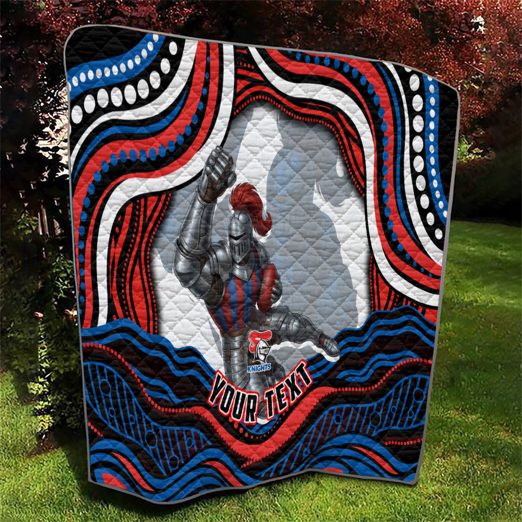 Personalized Newcastle Knights Quilt Aboriginal Dot Art - Dreamtime Rugby Mascot