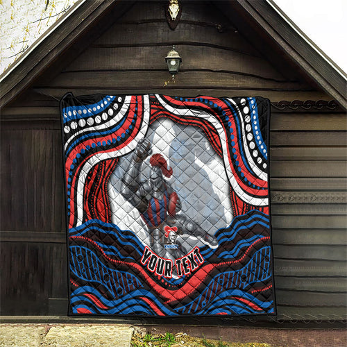 Personalized Newcastle Knights Quilt Aboriginal Dot Art - Dreamtime Rugby Mascot