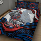 Personalized Newcastle Knights Quilt Bed Set Aboriginal Dot Art - Dreamtime Rugby Mascot