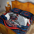 Personalized Newcastle Knights Quilt Bed Set Aboriginal Dot Art - Dreamtime Rugby Mascot