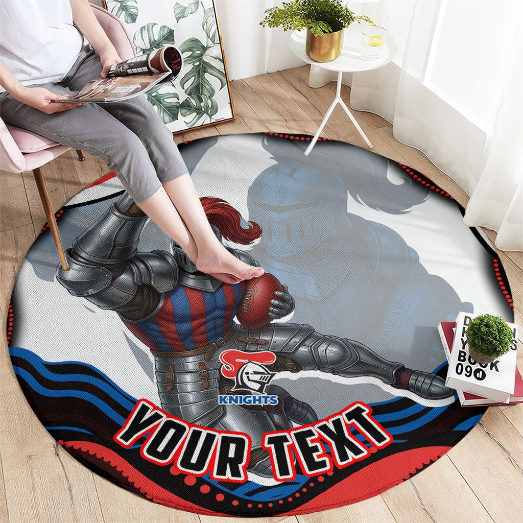 Personalized Newcastle Knights Round Carpet Aboriginal Dot Art - Dreamtime Rugby Mascot