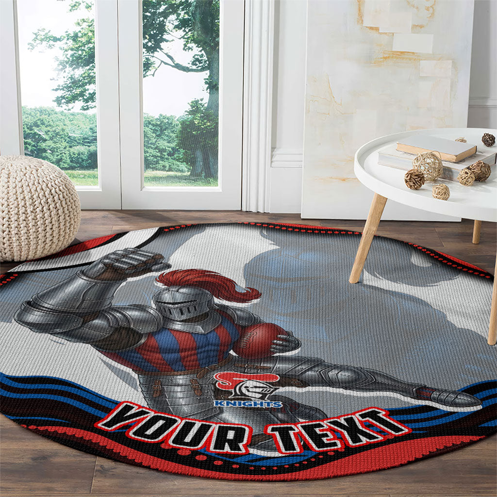 Personalized Newcastle Knights Round Carpet Aboriginal Dot Art - Dreamtime Rugby Mascot