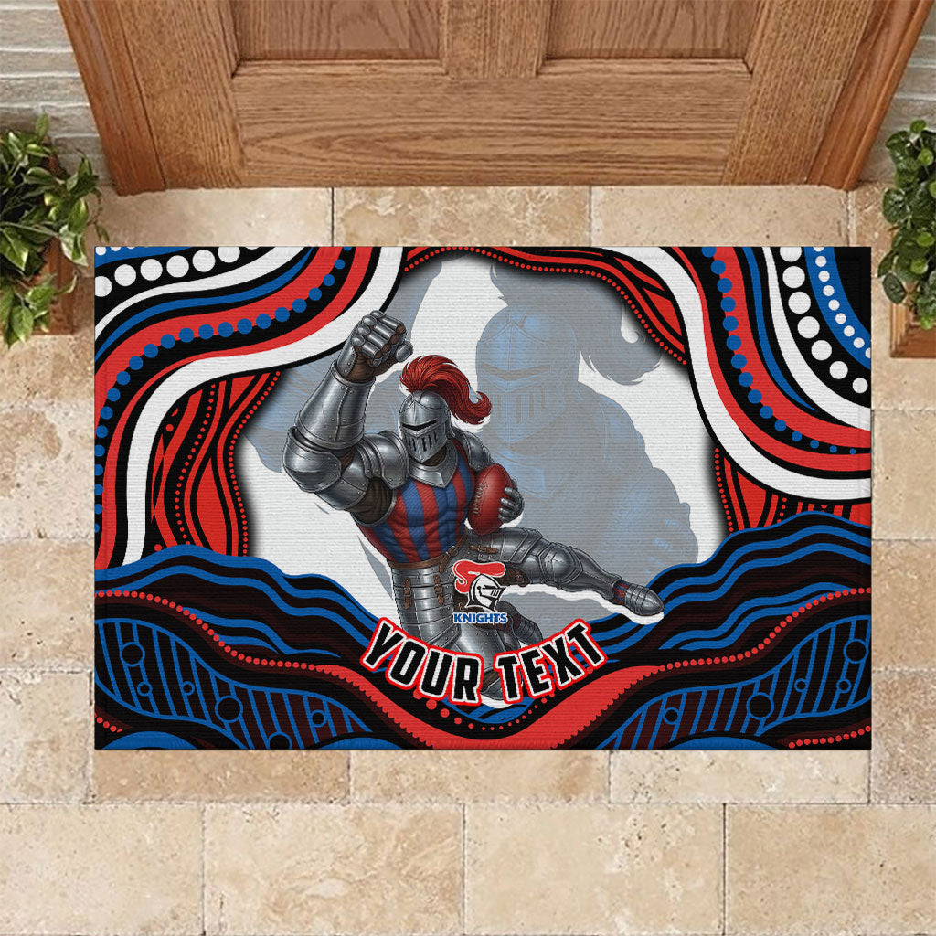 Personalized Newcastle Knights Rubber Doormat Aboriginal Dot Art - Dreamtime Rugby Mascot