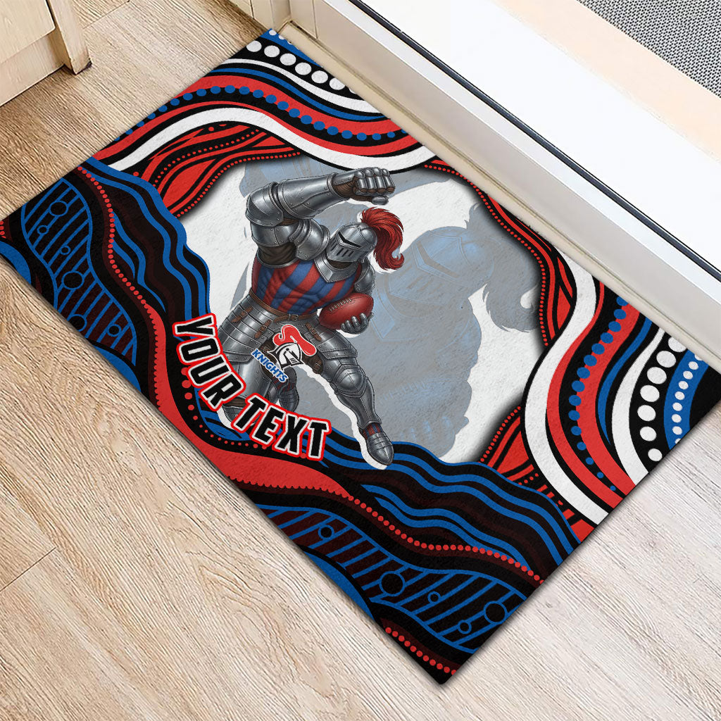 Personalized Newcastle Knights Rubber Doormat Aboriginal Dot Art - Dreamtime Rugby Mascot