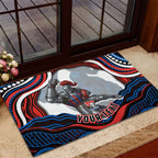 Personalized Newcastle Knights Rubber Doormat Aboriginal Dot Art - Dreamtime Rugby Mascot
