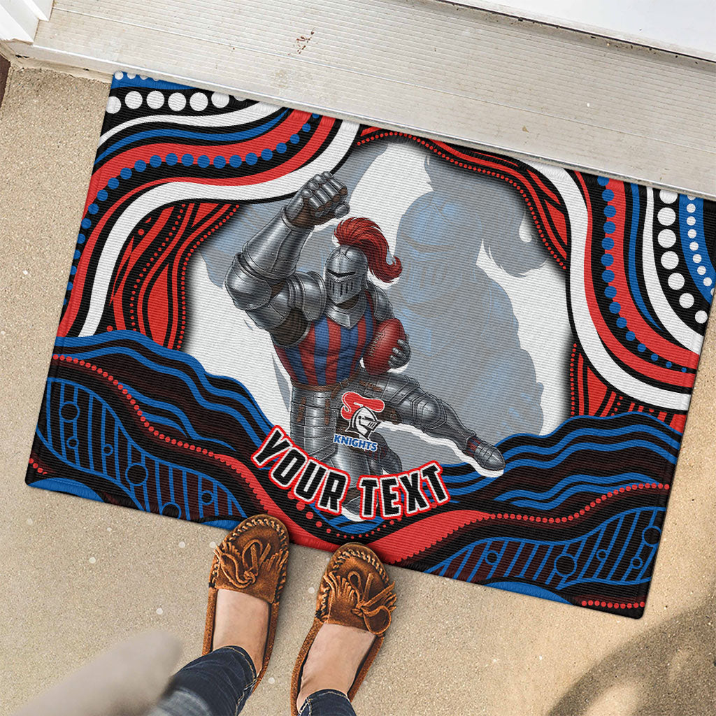 Personalized Newcastle Knights Rubber Doormat Aboriginal Dot Art - Dreamtime Rugby Mascot