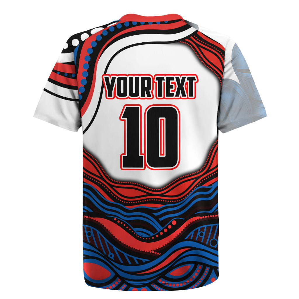 Personalized Newcastle Knights Rugby Jersey Aboriginal Dot Art - Dreamtime Rugby Mascot